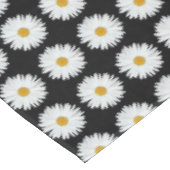 White Daisy Floral Pattern on Black Tafelkleed (Gekanteld)