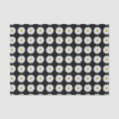White Daisy Floral Pattern on Black Tissuepapier (Voorkant)