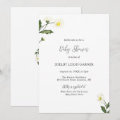 White Daisy Floral Rustic Baby shower Kaart (Voorkant / Achterkant)