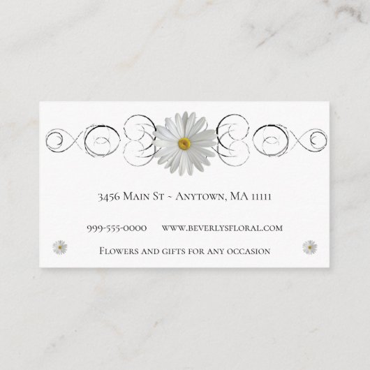 White Daisy Floral Shop Visitekaartje (Achterkant)