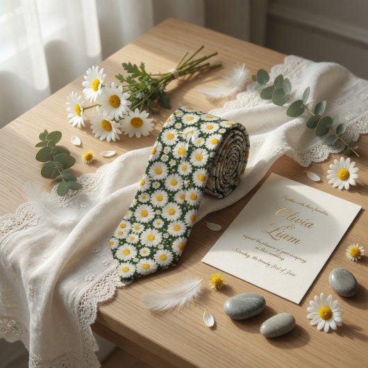 White Daisy Floral Wedding Stropdas