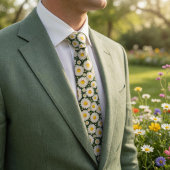 White Daisy Floral Wedding Stropdas