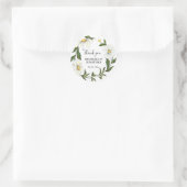 White Daisy Floral Wreath Dank je huwelijk Ronde Sticker (Tas)