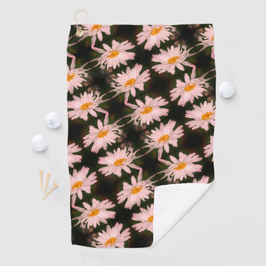 White Daisy Flower Abstract Pattern Golfhanddoek (Insitu)