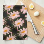 White Daisy Flower Abstract Pattern Theedoek (Quarter Fold)