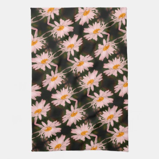 White Daisy Flower Abstract Pattern Theedoek (Verticaal)