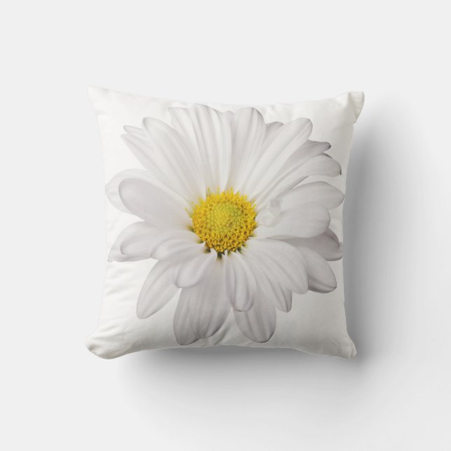 White Daisy Flower Background Gepersonaliseerd Dai Kussen (Voorkant)