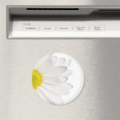 White Daisy Flower Background Gepersonaliseerd Dai Magneet (Insitu (Vaatwasser))