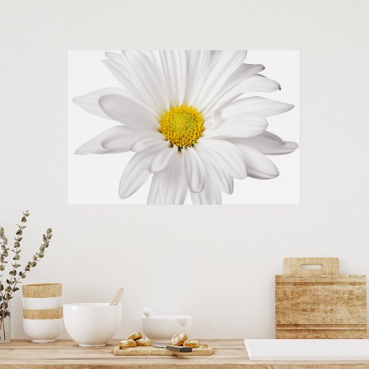 White Daisy Flower Background Gepersonaliseerd Dai Poster (Keuken)
