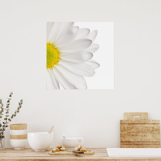 White Daisy Flower Background Gepersonaliseerd Dai Poster (Keuken)