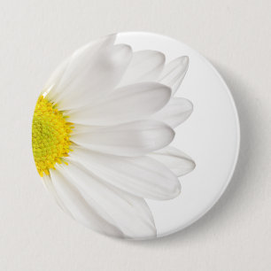 White Daisy Flower Background Gepersonaliseerd Dai Ronde Button 7,6 Cm