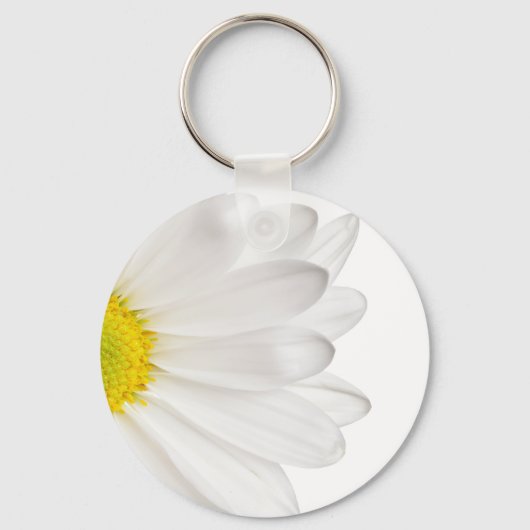 White Daisy Flower Background Gepersonaliseerd Dai Sleutelhanger (Voorkant)