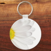 White Daisy Flower Background Gepersonaliseerd Dai Sleutelhanger (Voorkant)