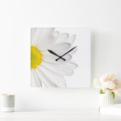 White Daisy Flower Background Gepersonaliseerd Dai Vierkante Klok (Huis)