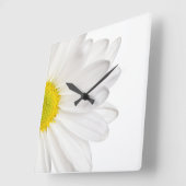 White Daisy Flower Background Gepersonaliseerd Dai Vierkante Klok (Hoek)