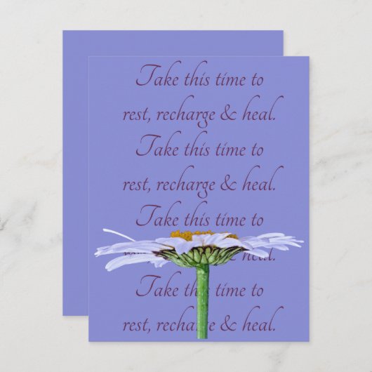 White Daisy Flower Blue Old Mauve Get-Well Kaart (Voorkant / Achterkant)