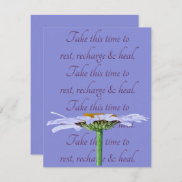 White Daisy Flower Blue Old Mauve Get-Well Kaart