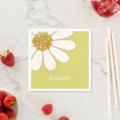 White Daisy Flower Custom Name Birthday Servet (Insitu)