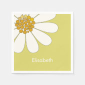 White Daisy Flower Custom Name Birthday Servet (Voorkant)