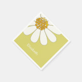 White Daisy Flower Custom Name Birthday Servet (Hoek)