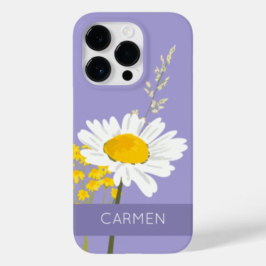 White Daisy Flower Custom Name Case-Mate iPhone Case (Achterkant)