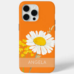 White Daisy Flower Custom Name iPhone 15 Pro Max Hoesje