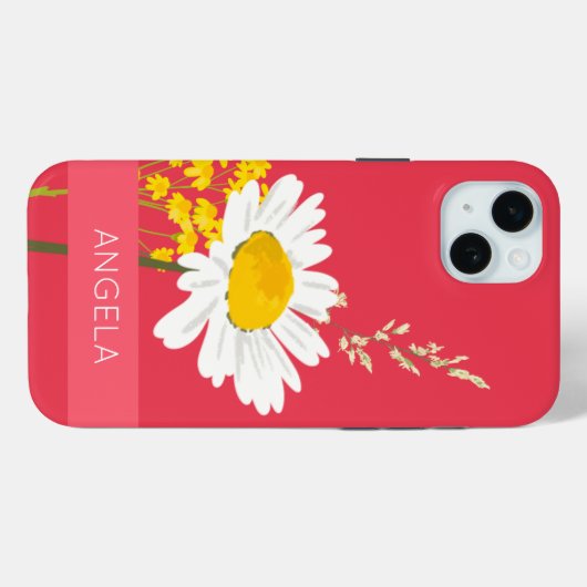 White Daisy Flower Custom Name Case-Mate iPhone Case (Achterkant (horizontaal))