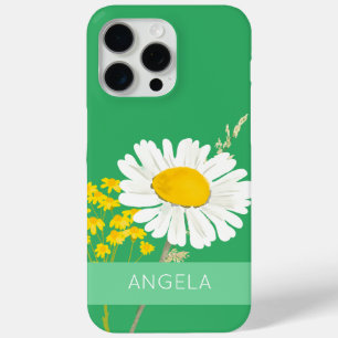 White Daisy Flower Custom Name iPhone 15 Pro Max Hoesje