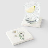  White Daisy Flower Illustral Stenen Onderzetter (Zijkant)