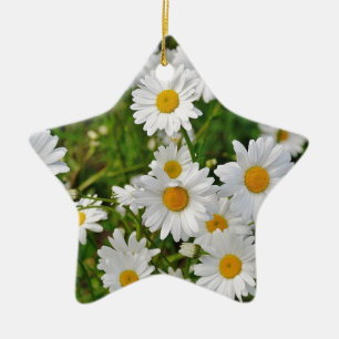 White Daisy Flower Keramisch Ornament