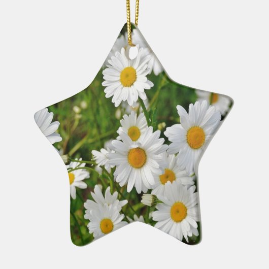White Daisy Flower Keramisch Ornament (Links)