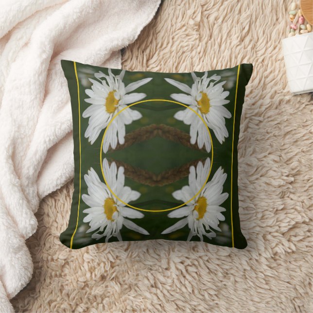 White Daisy Flower Lijst Voeg je eigen foto toe Kussen (Deken)