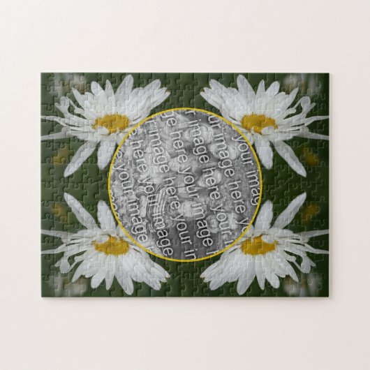 White Daisy Flower Lijst Voeg je eigen foto toe Legpuzzel (Horizontaal)