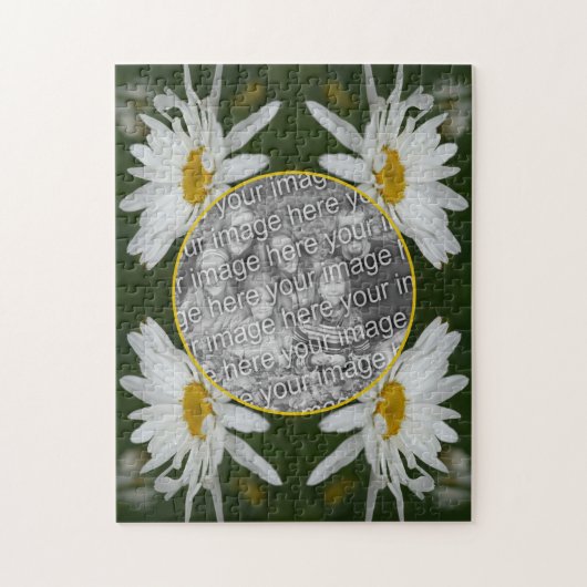 White Daisy Flower Lijst Voeg je eigen foto toe Legpuzzel (Verticaal)