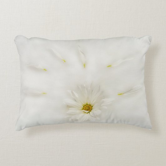 White Daisy Flower Lumbar Pillow Accent Kussen (Voorkant)