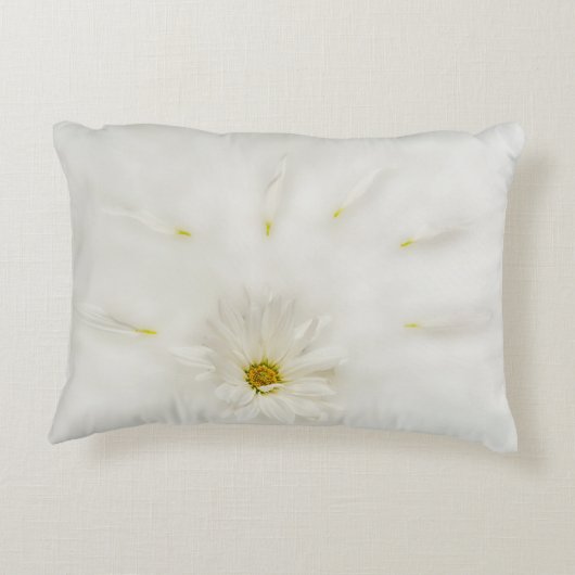 White Daisy Flower Lumbar Pillow Accent Kussen (Achterkant)