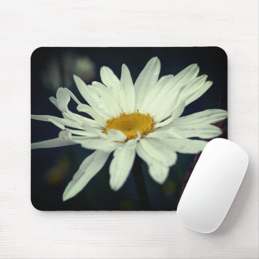 White Daisy Flower Muismat (Met muis)