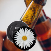 White Daisy Flower on Black Floral Button Flesopener