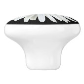 White Daisy Flower on Black Floral Keramische Knop (Zijkant)