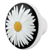 White Daisy Flower on Black Floral Keramische Knop (Rechts)