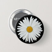 White Daisy Flower on Black Floral Ronde Button 5,7 Cm (Voorkant /achterkant)