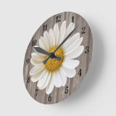 White Daisy Flower on Grey Wood  Ronde Klok (Hoek)