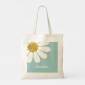 White Daisy Flower Personalize Name Birthday Tote Bag (Achterkant)