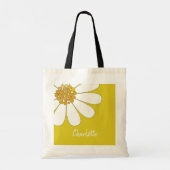 White Daisy Flower Personalize Name Birthday Tote Bag (Achterkant)