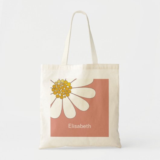 White Daisy Flower Personalize Name Birthday Tote Bag (Voorkant)