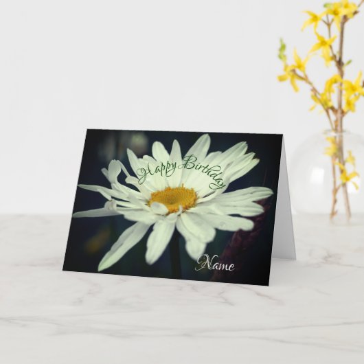 White Daisy Flower Personalized Birthday Kaart (Gele Bloem)