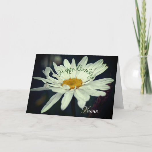 White Daisy Flower Personalized Birthday Kaart (Voorkant)