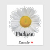 White Daisy Flower Personalized Name Sticker (Vel)