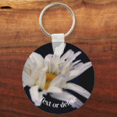 White Daisy Flower Personalized Sleutelhanger (Achterkant)