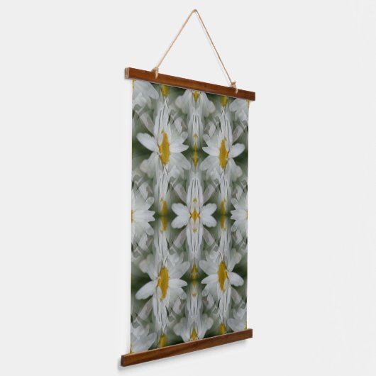 White Daisy Flower Petals Abstract Hangend Wandkleed (Gebogen)